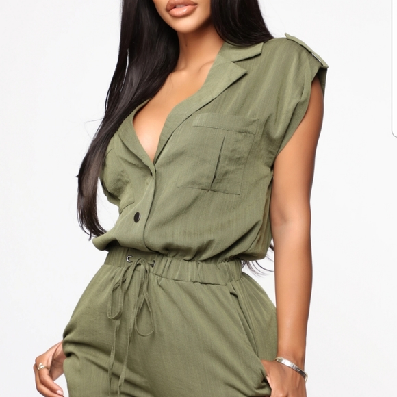 Mariel Utility Jumpsuit - Olive - Picture 2 of 3
